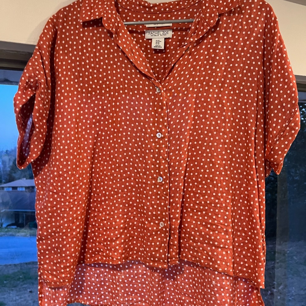Polk Dot Linen Button Down